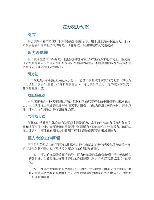 压力表技术报告