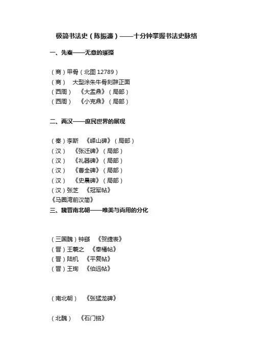 极简书法史（陈振濂）——十分钟掌握书法史脉络
