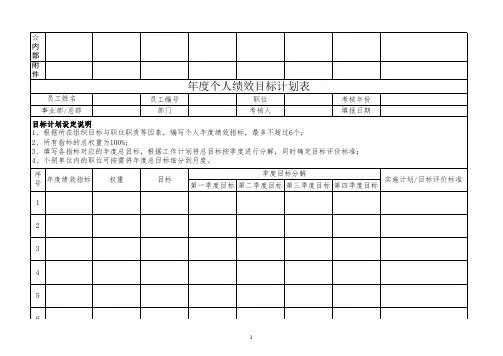 年度个人绩效目标计划表