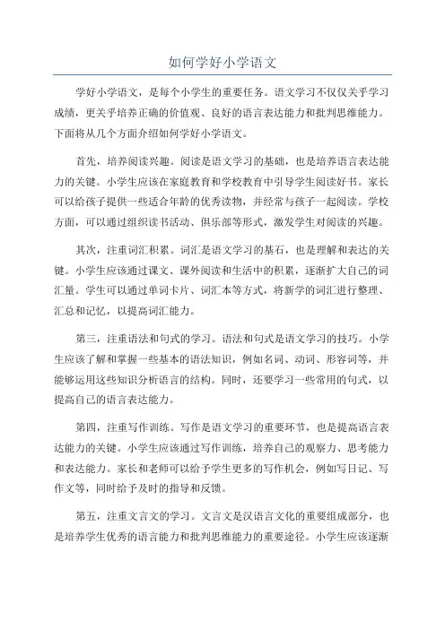 如何学好小学语文