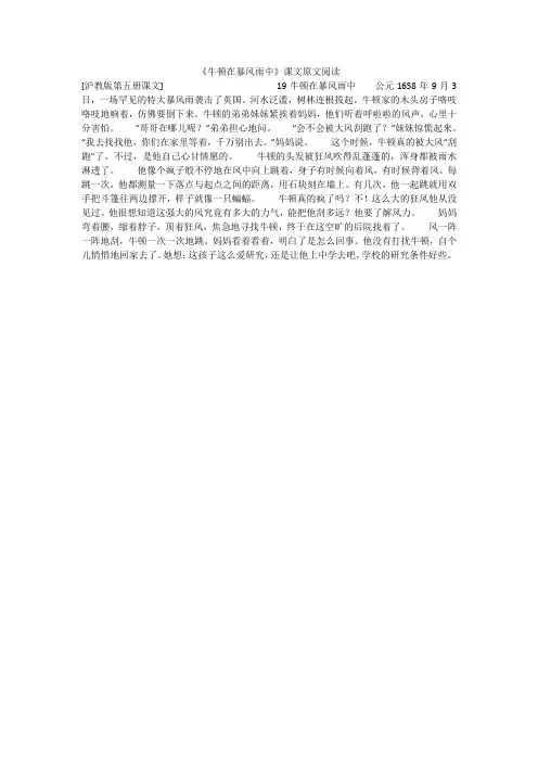 《牛顿在暴风雨中》课文原文阅读