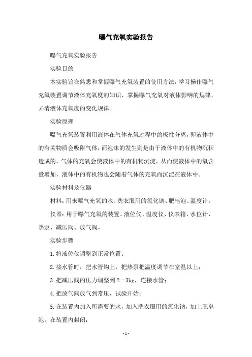 曝气充氧实验报告