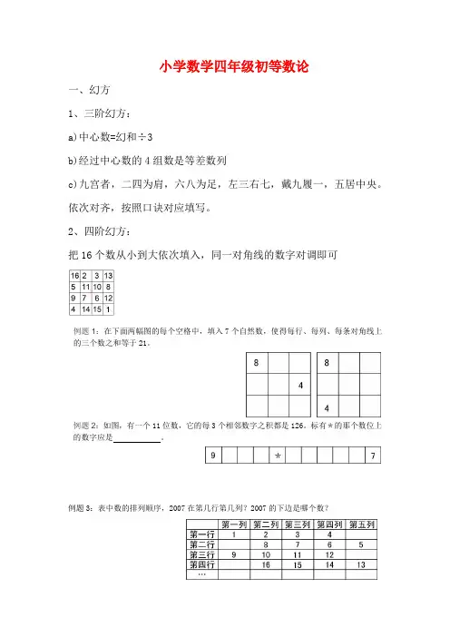 小学数学四年级初等数论