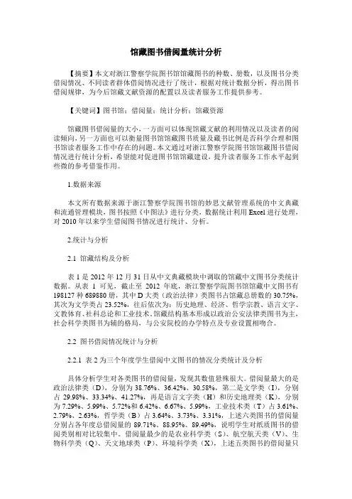 馆藏图书借阅量统计分析