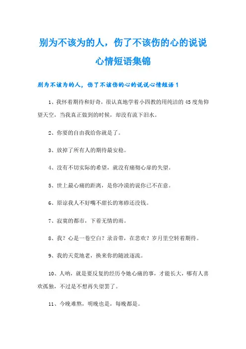 别为不该为的人,伤了不该伤的心的说说心情短语集锦