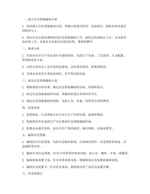编制安全生产事故应急预案顺序