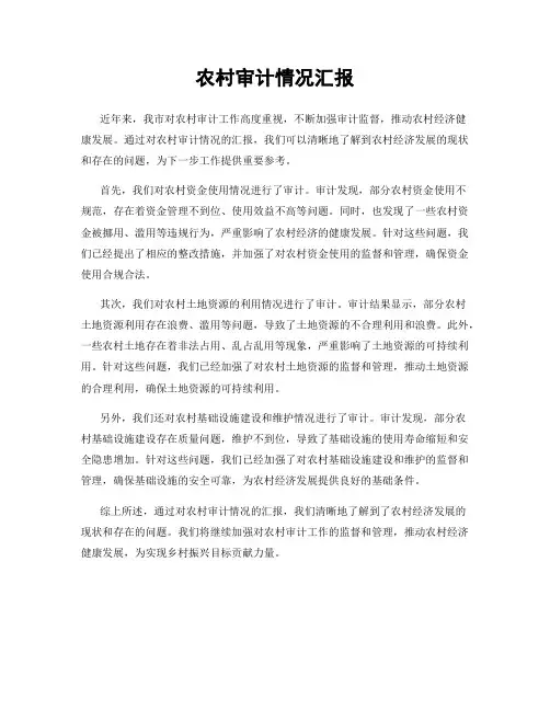 农村审计情况汇报