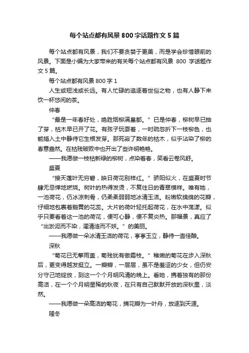 每个站点都有风景800字话题作文5篇