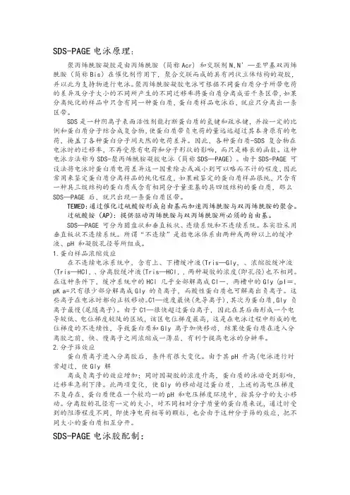 SDS-PAGE分离胶配方表-及其原理