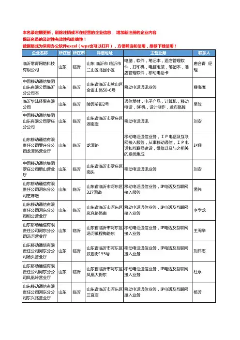 2020新版山东省移动电话-手机工商企业公司名录名单黄页联系方式大全401家