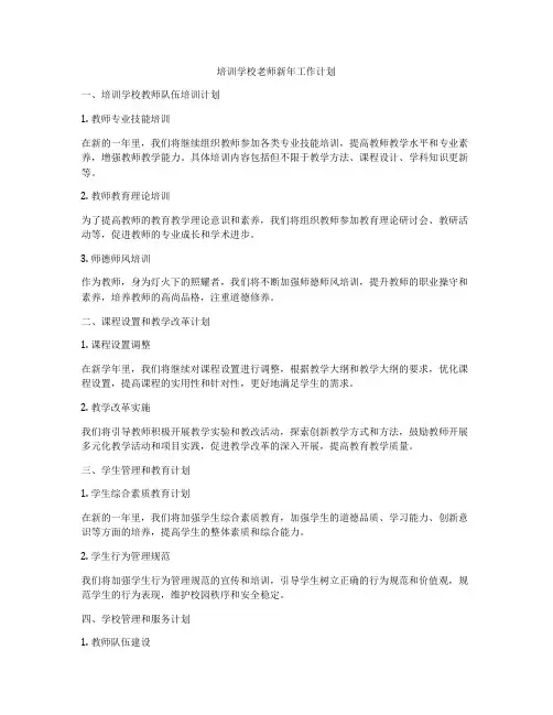 培训学校老师新年工作计划