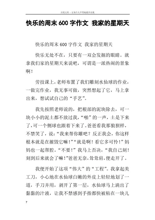 快乐的周末600字作文我家的星期天