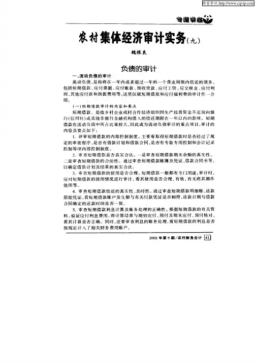 农村集体经济审计实务(九)