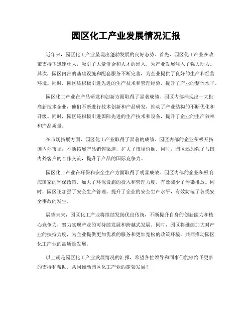 园区化工产业发展情况汇报