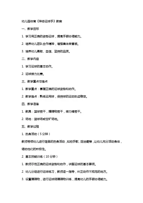 幼儿园体育《神奇运球手》教案