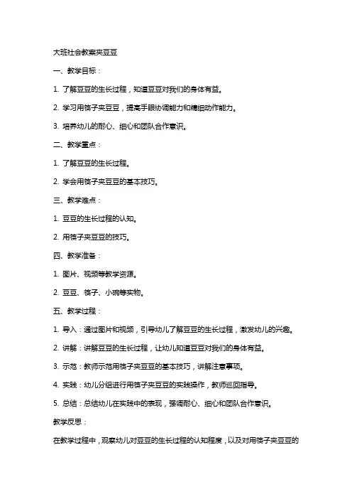 大班社会教案夹豆豆
