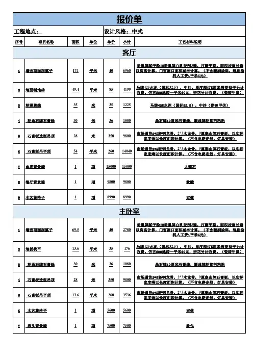 装修报价单Excel模板