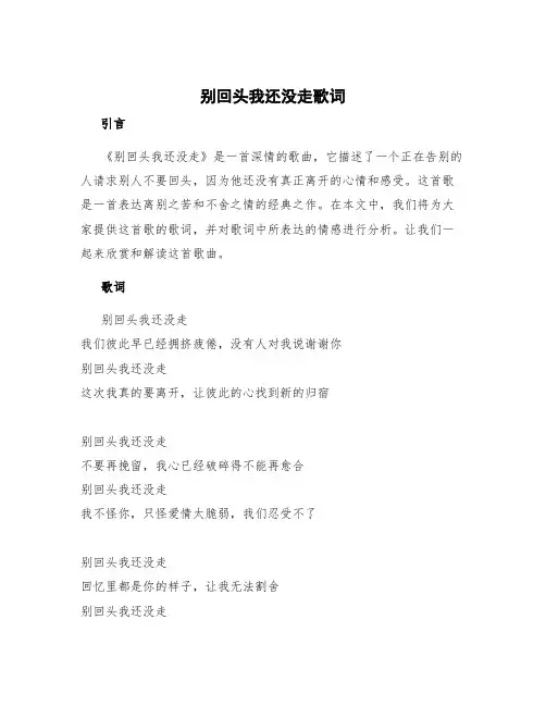 别回头我还没走歌词