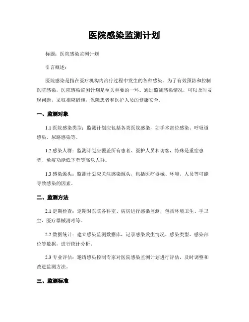 医院感染监测计划