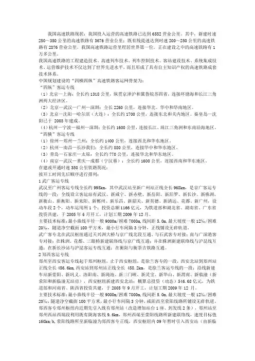 我国已建成高速铁路介绍