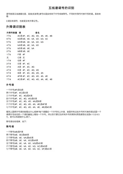 五线谱调号的识别
