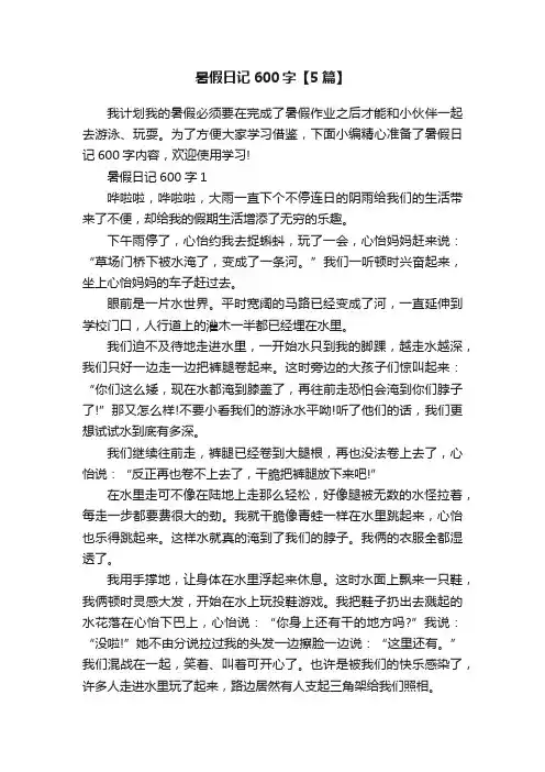 暑假日记600字【5篇】