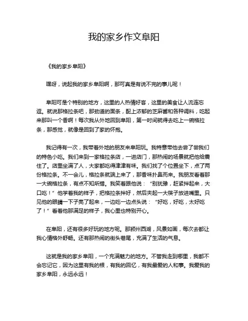 我的家乡阜阳的优秀作文