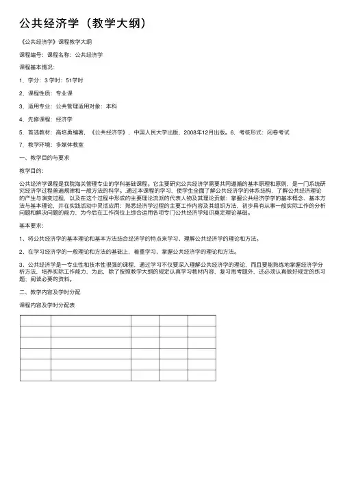 公共经济学（教学大纲）