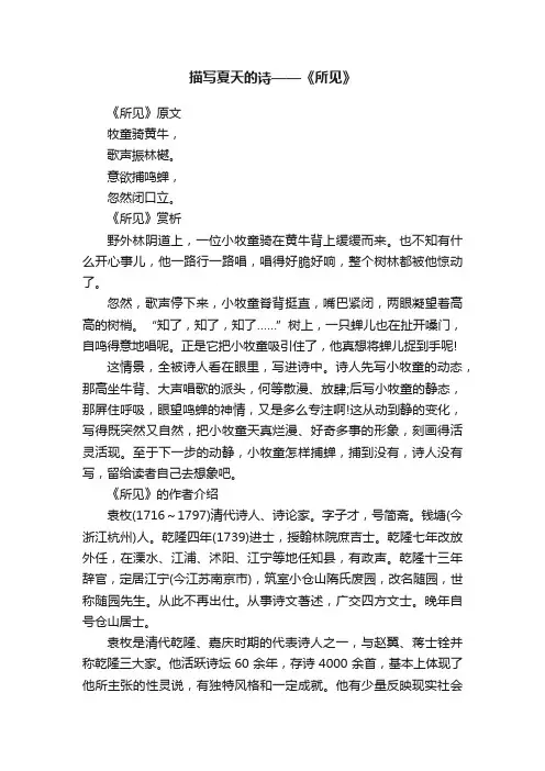 描写夏天的诗——《所见》