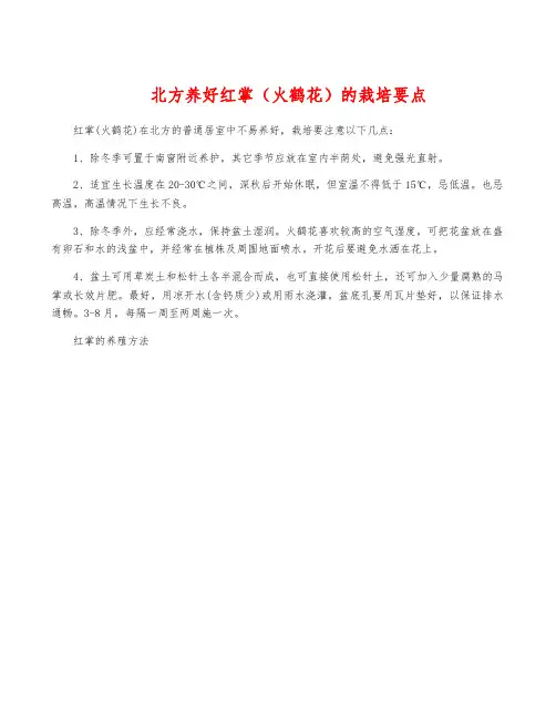 北方养好红掌(火鹤花)的栽培要点