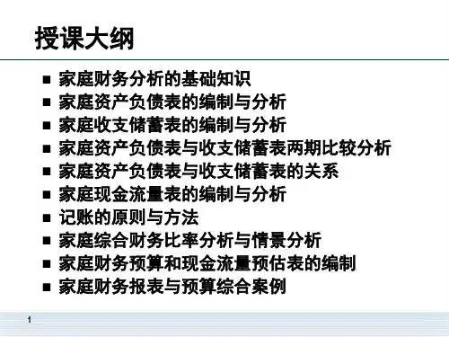 家庭财务报表和预算的编制与分析