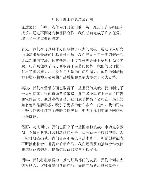 灯具年度工作总结及计划