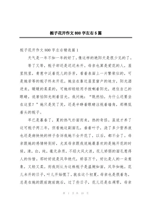 栀子花开作文800字左右5篇