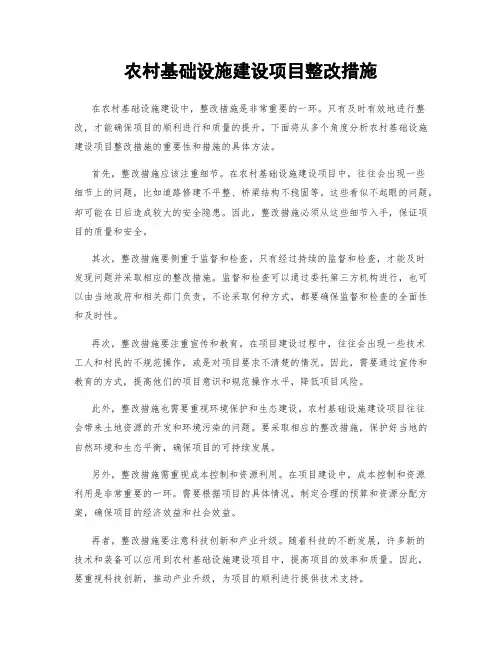农村基础设施建设项目整改措施
