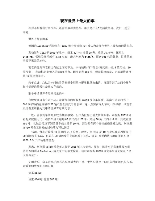 现在世界上最大的车