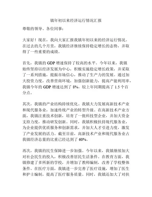 镇年初以来经济运行情况汇报