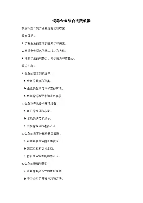 饲养金鱼综合实践教案