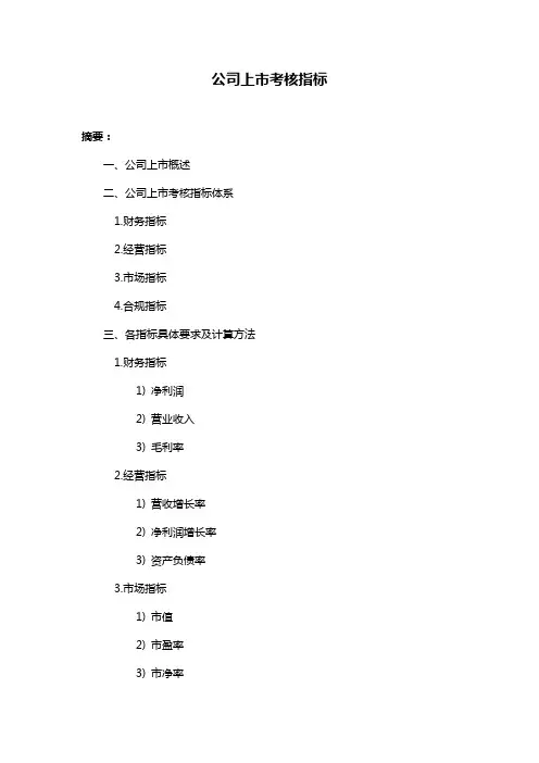 公司上市考核指标