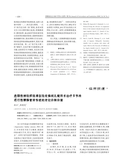 选择性神经根阻滞在经皮椎间孔镜技术治疗多节段退行性腰椎管狭窄