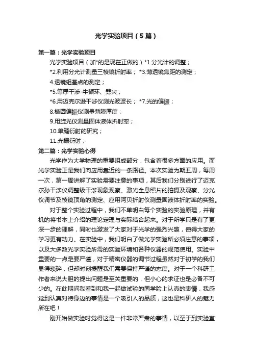 光学实验项目（5篇）
