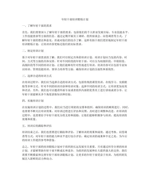年轻干部培训锻炼计划