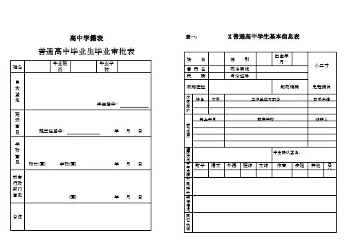 高中学籍表