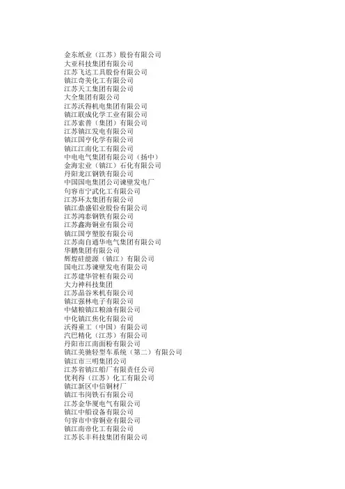 镇江50强企业
