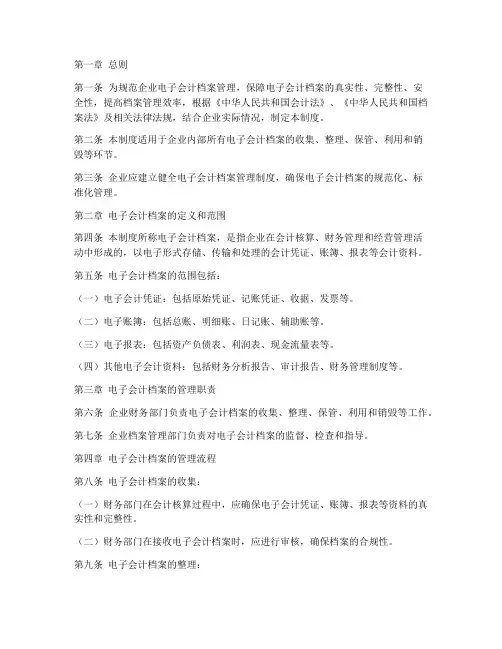 企业电子会计档案管理制度