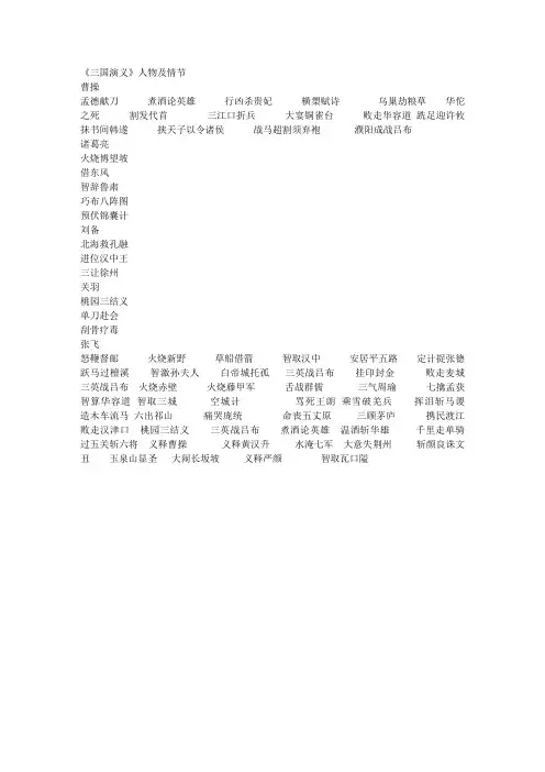 《三国演义》重点人物及情节