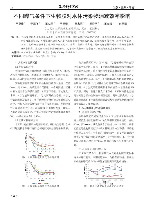 不同曝气条件下生物膜对水体污染物消减效率影响