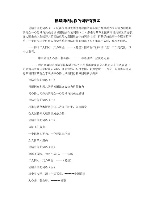 描写团结协作的词语有哪些