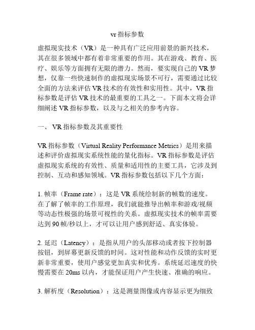 vr指标参数