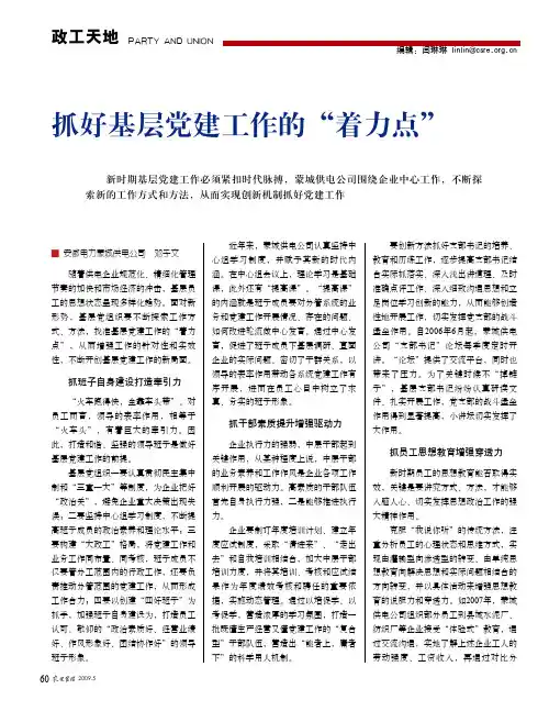 抓好基层党建工作的着力点