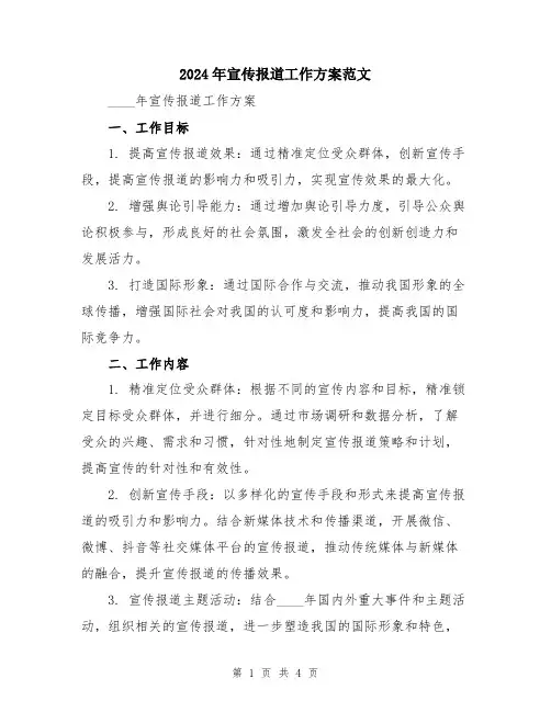 2024年宣传报道工作方案范文